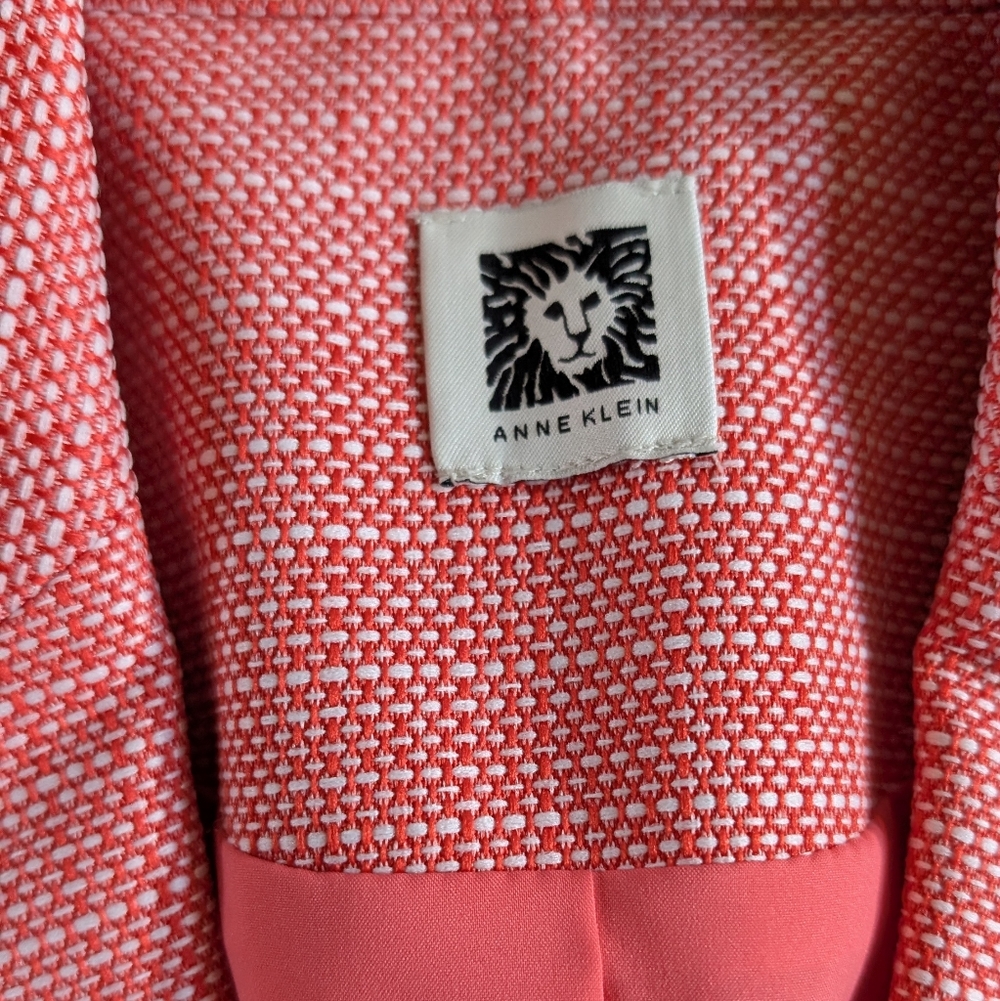 Anne Klein Blazer Jacket Coral and White Textured - Picture 4 of 7